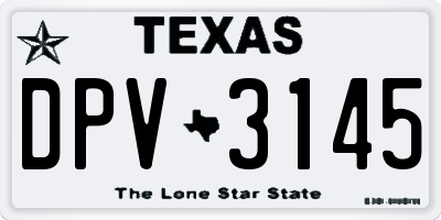 TX license plate DPV3145