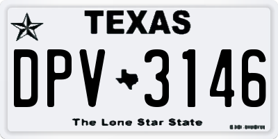 TX license plate DPV3146