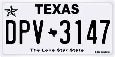 TX license plate DPV3147