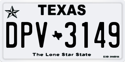 TX license plate DPV3149