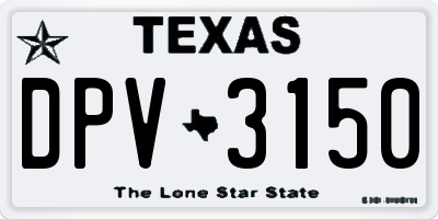 TX license plate DPV3150