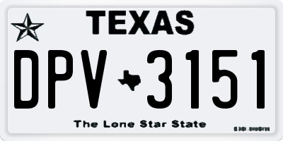 TX license plate DPV3151