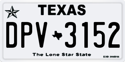 TX license plate DPV3152