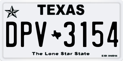 TX license plate DPV3154