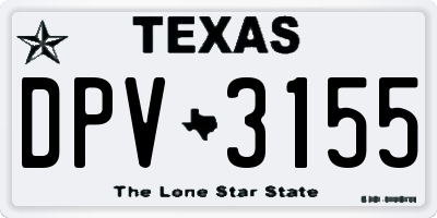 TX license plate DPV3155