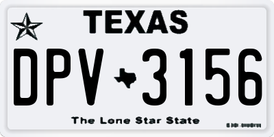 TX license plate DPV3156