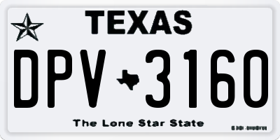 TX license plate DPV3160