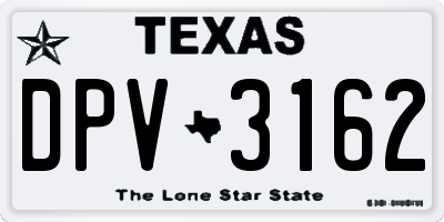 TX license plate DPV3162