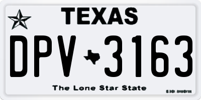 TX license plate DPV3163