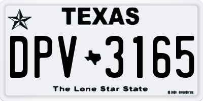 TX license plate DPV3165