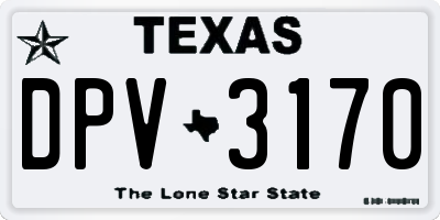 TX license plate DPV3170