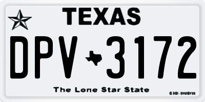 TX license plate DPV3172