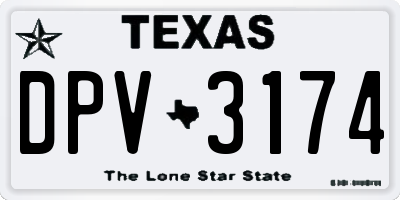 TX license plate DPV3174