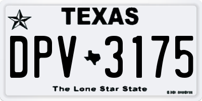 TX license plate DPV3175