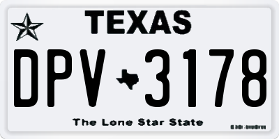 TX license plate DPV3178