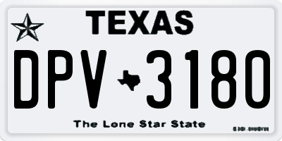 TX license plate DPV3180