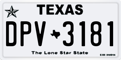 TX license plate DPV3181