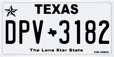 TX license plate DPV3182