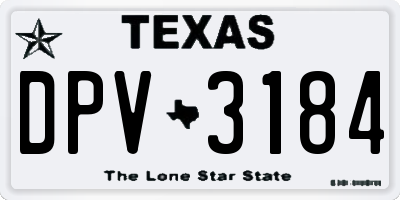 TX license plate DPV3184