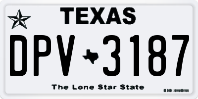 TX license plate DPV3187