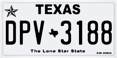 TX license plate DPV3188