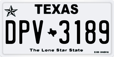 TX license plate DPV3189