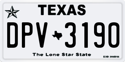 TX license plate DPV3190