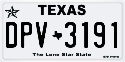 TX license plate DPV3191