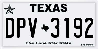 TX license plate DPV3192