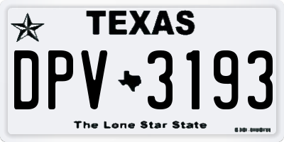 TX license plate DPV3193