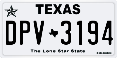 TX license plate DPV3194