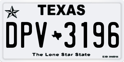 TX license plate DPV3196