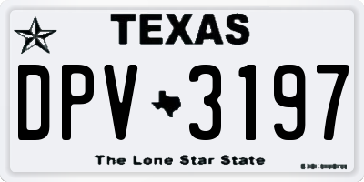 TX license plate DPV3197