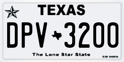 TX license plate DPV3200