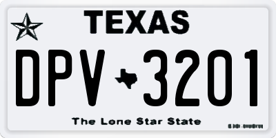 TX license plate DPV3201