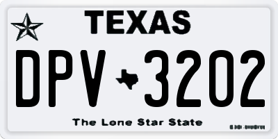 TX license plate DPV3202