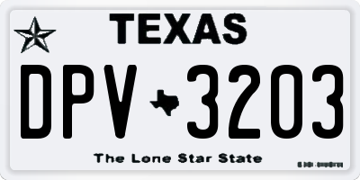 TX license plate DPV3203