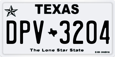 TX license plate DPV3204