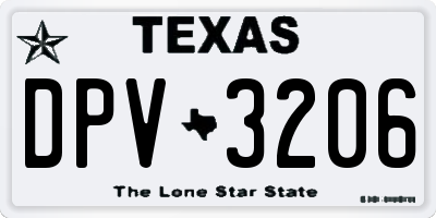 TX license plate DPV3206