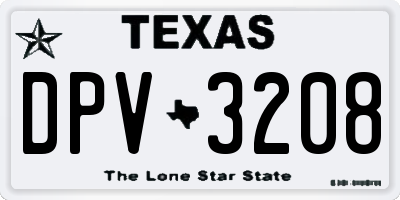 TX license plate DPV3208