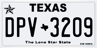 TX license plate DPV3209