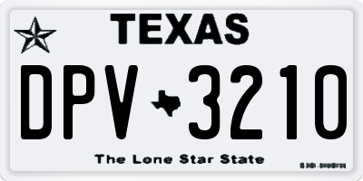 TX license plate DPV3210