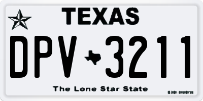 TX license plate DPV3211