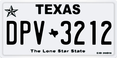 TX license plate DPV3212