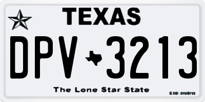 TX license plate DPV3213