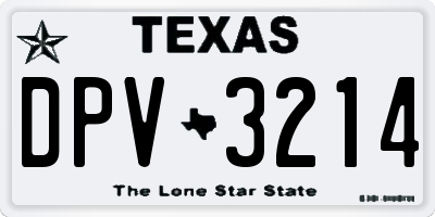 TX license plate DPV3214