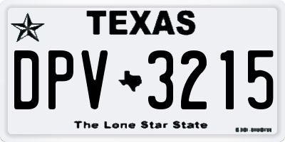 TX license plate DPV3215