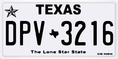 TX license plate DPV3216