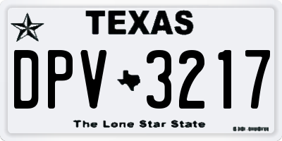 TX license plate DPV3217