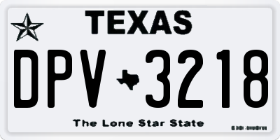 TX license plate DPV3218